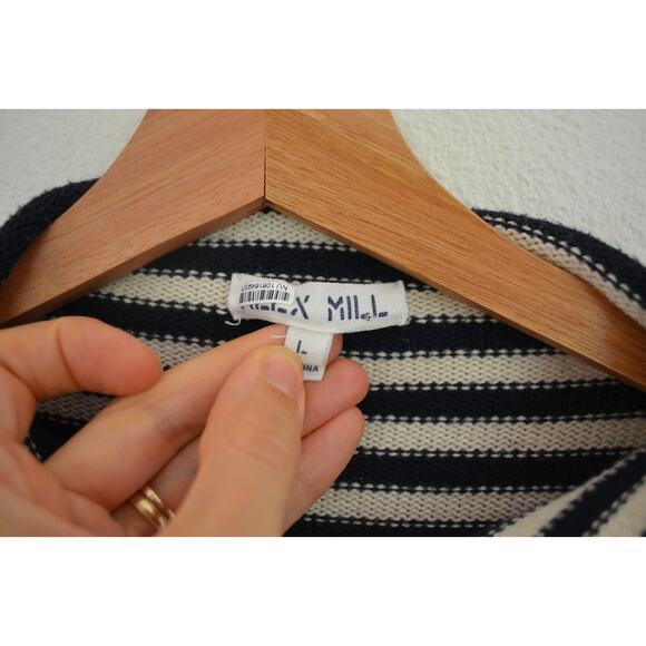 Alex Mill Taylor Striped Cardigan In Cotton Cashmere Black Tan Size Large - Picture 4 of 6